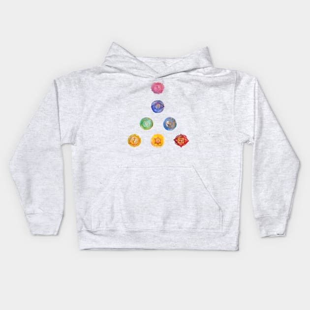 7 Chakras Pyramid Kids Hoodie by Manitarka